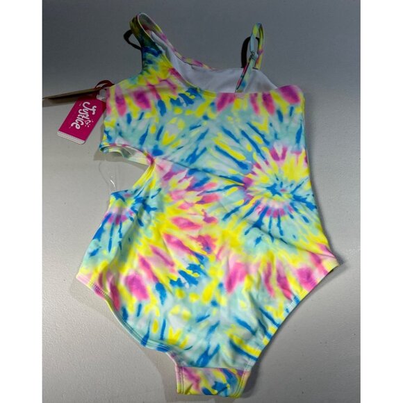 Justice Girls Tie-Dye 1 Shoulder Cut Out Swimsuit XL (16/18) UPF 50+ Swimwear - Picture 2 of 11